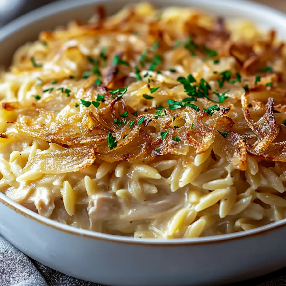 Mouthwatering French Onion Chicken Orzo Casserole for Ultimate Comfort Food Delight